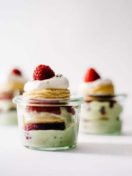 matcha raspberry puff parfaits recipe