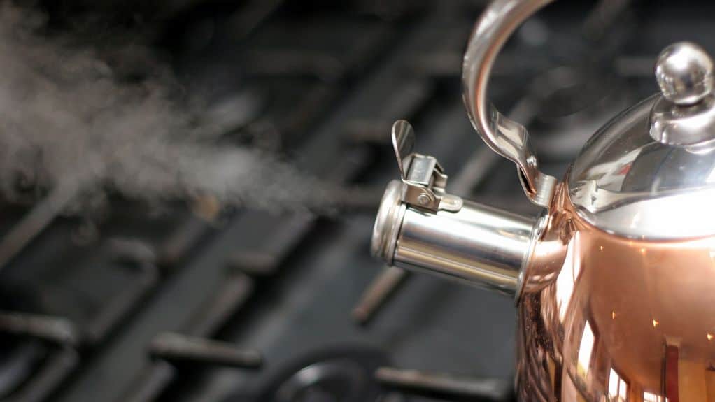 Hot water boiling in kettle