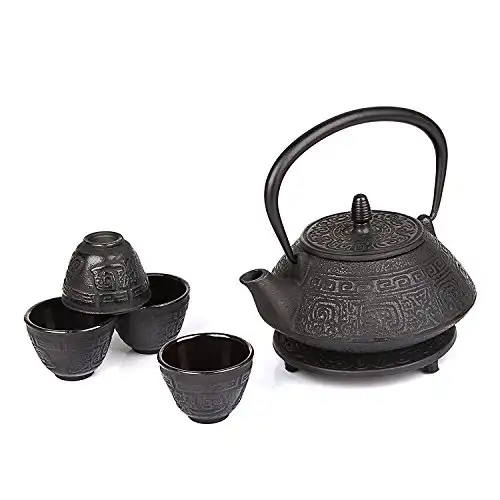 6 Piece Japanese Cast Iron Pot Tea Set