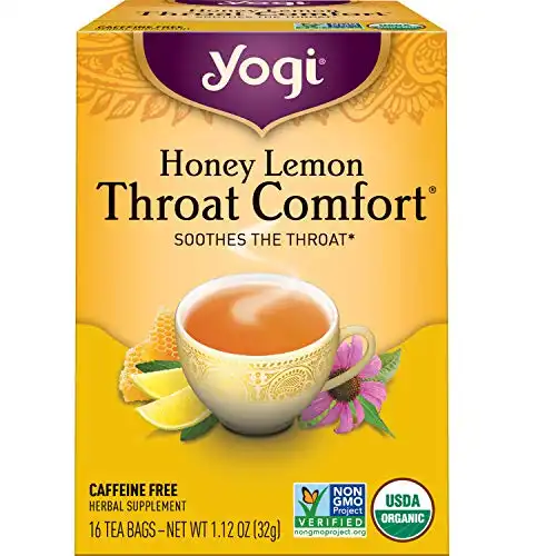 Yogi Tea Honey Lemon Throat Comfort with Slippery Elm Bark and Traditional Herbs